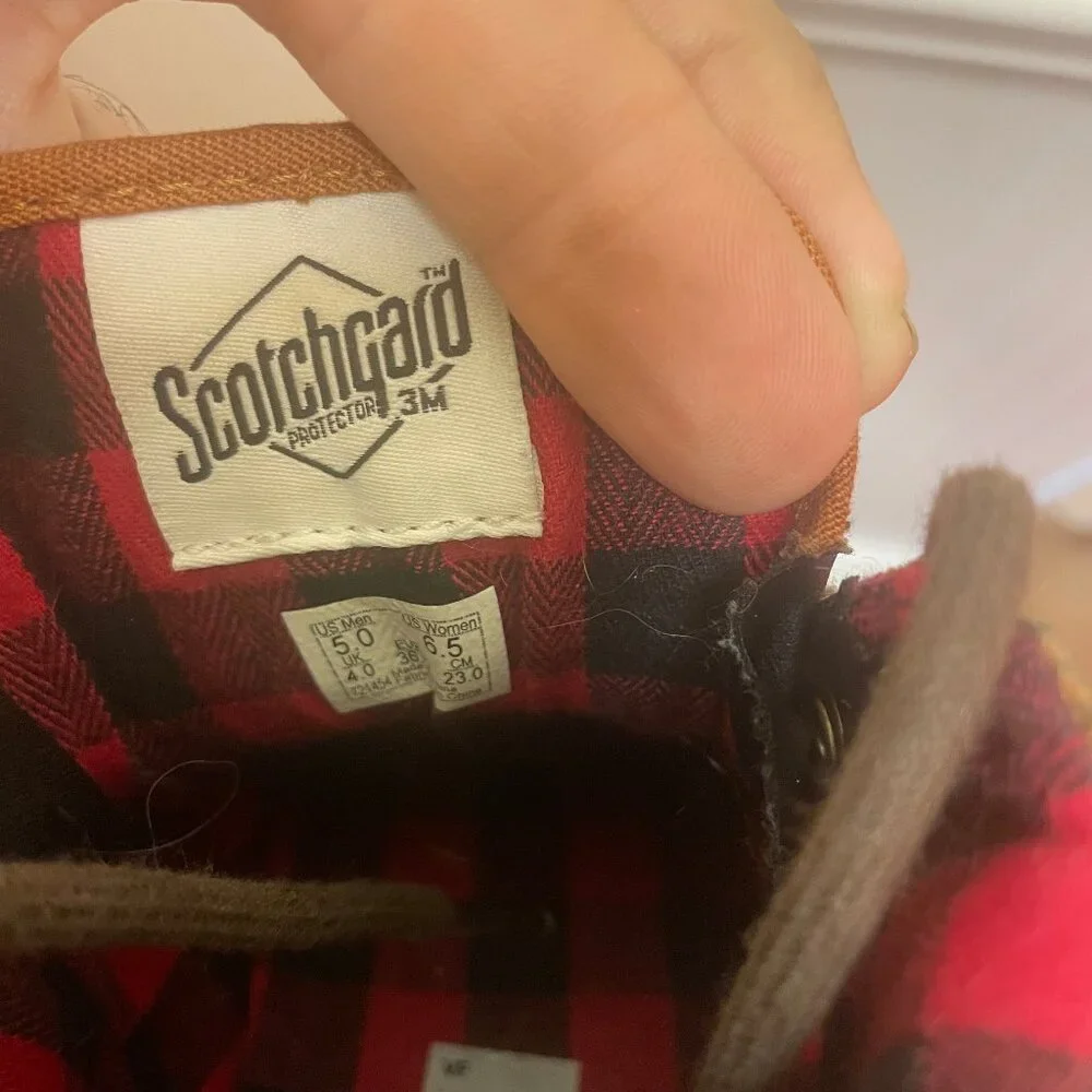 Vans Sk8-Hi MTE Men 5 Women 6.5 Scotchgard 3M Suede Glazed Brown Plaid Lined Red - Picture 5 of 6